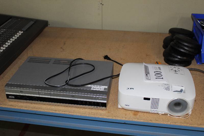 lot 100 image: NEC VT700 Projector w Sony Progressive Scan DVD Player  VCR SLV-D360P