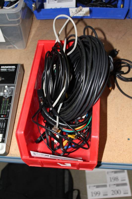lot 108 image: Plastic Bin Lot of AV Cables