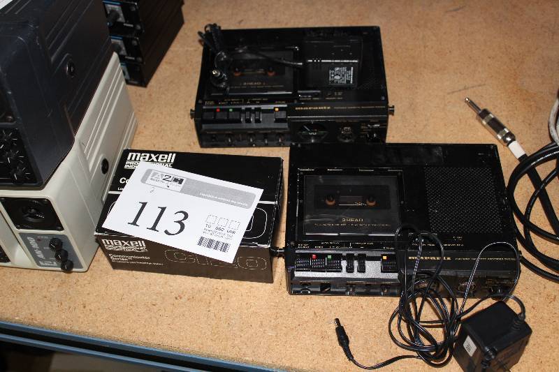 lot 113 image: Lot of (2) Marantz 3-Head Portable Cassette Recorder PMD222 w Tapes
