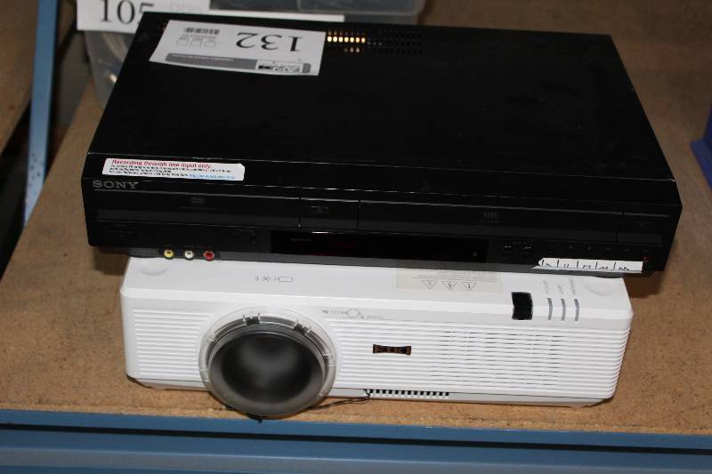 lot 132 image: Lot of (2) Electronics - Sony SLV-D380P DVD Player VCR, Eiki LC-WBS500 Projector