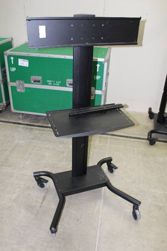 lot 40 image: Peerless Industries 4-Wheel Monitor Stand w Metal Shelf