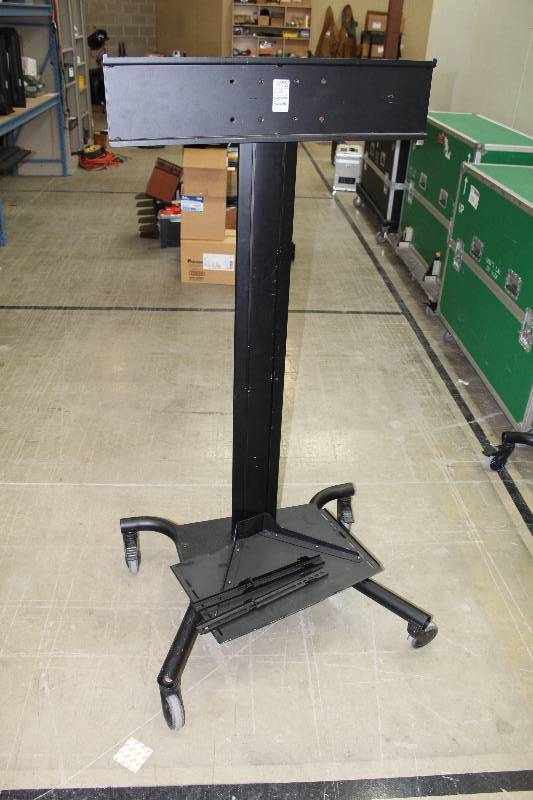 lot 39 image: Peerless Industries 4-Wheel Monitor Stand w Metal Shelf