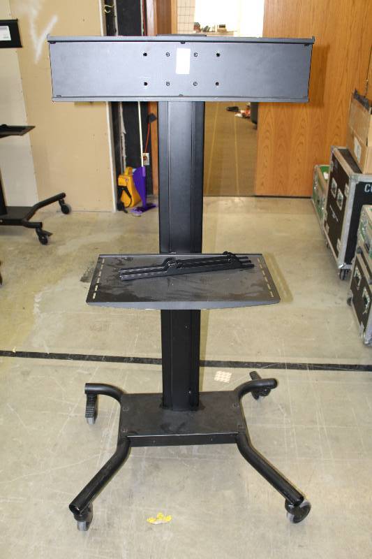 lot 37 image: Peerless Industries 4-Wheel Monitor Stand w Metal Shelf