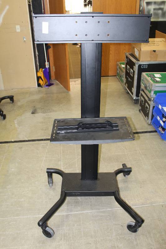 lot 36 image: Peerless Industries 4-Wheel Monitor Stand w Metal Shelf