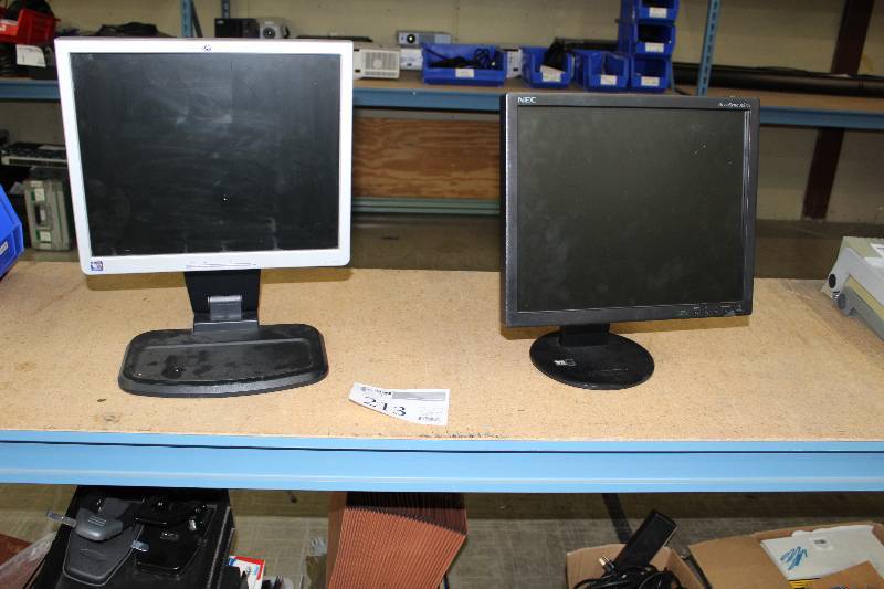 lot 213 image: Lot of (2) 17in. Computer Monitors - HP 1740, NEC AccuSync AS171