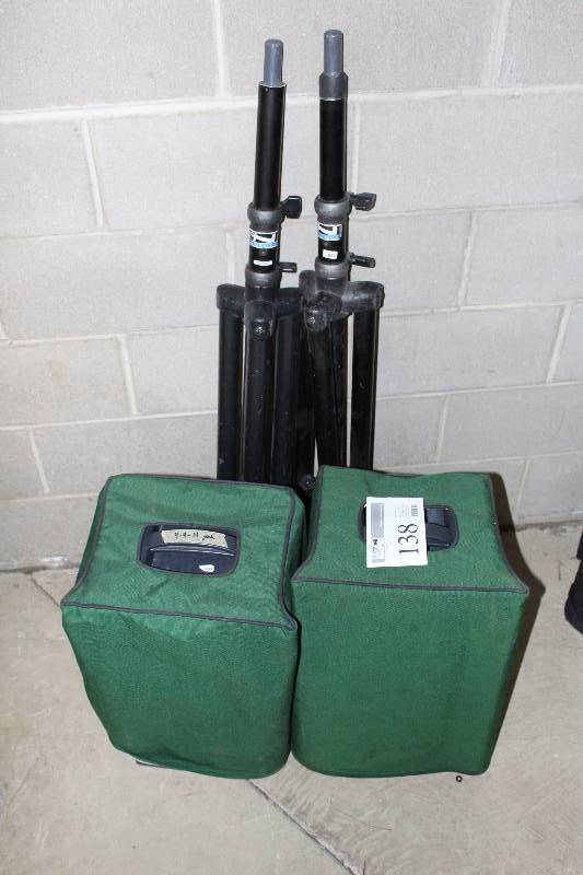 lot 138 image: Lot of (2) Liberty 4500 Dual Function Speaker Systems w Stands