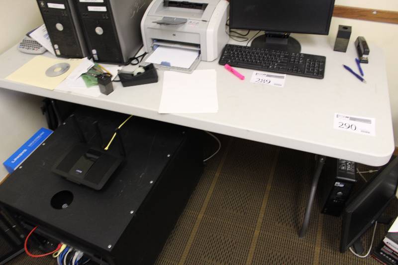 lot 290 image: 6ft. Lifetime Table & Rolling Office Chair