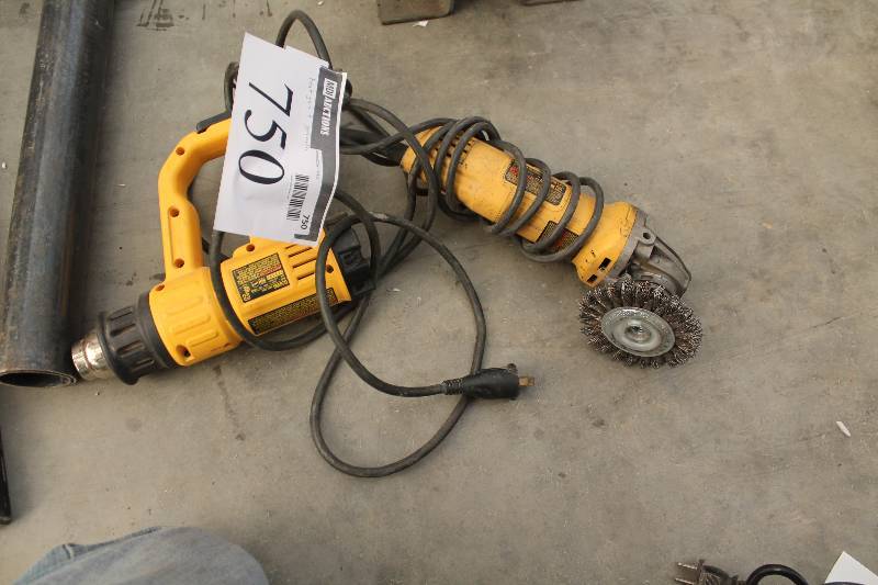 lot 750 image: DeWalt DWE4011 4.5in. Angle Grinder, DeWalt D26950 Heat Gun