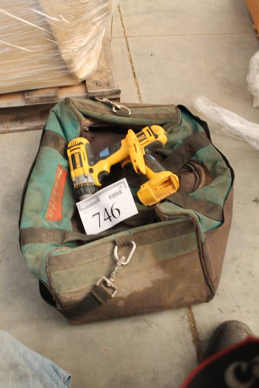 lot 746 image: Lot of (3) Power Tools - 2) Drills DeWalt DW983 Heavy Duty XRP 12in. Cordless DrillDriver, 1) Bag