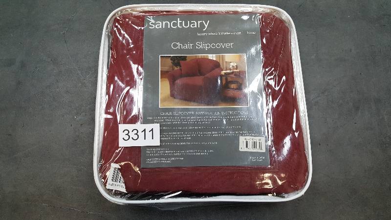 lot 3311 image: Madison Industries Solid Color Jersey Chair Slipcover Ruby