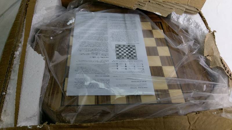 lot 3615 image: Trademark Games Octagonal Chess and Checkers Set - HAS A SCRATCH