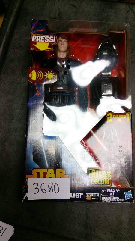 lot 3680 image: Star Wars Anakin To Darth Vader Figure with Color Changing Lightsaber