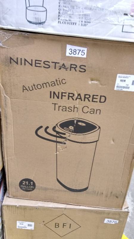 lot 3875 image: Nine Stars 21-Gallon Motion-Sensor Trash Can