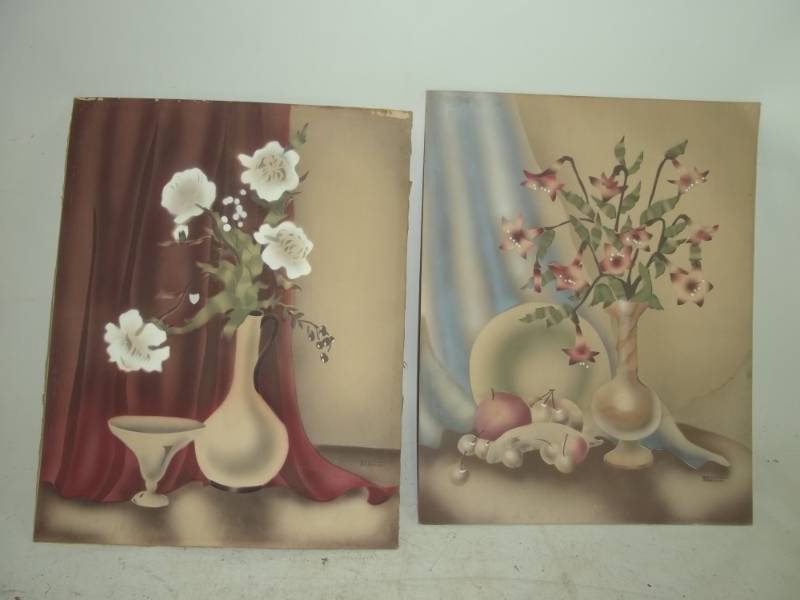 lot 3 image: Pair of 1930s Terone Originals Artwork 16 x 20