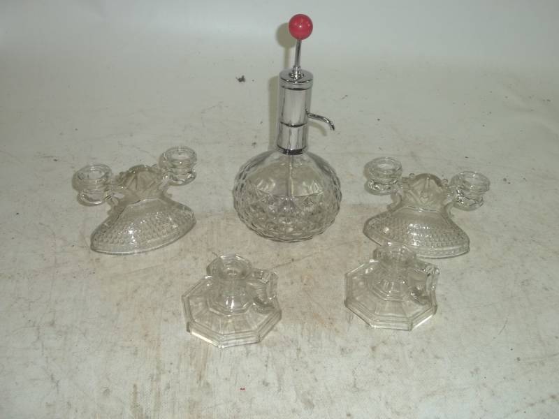 lot 9 image: Decanter and Candle holders