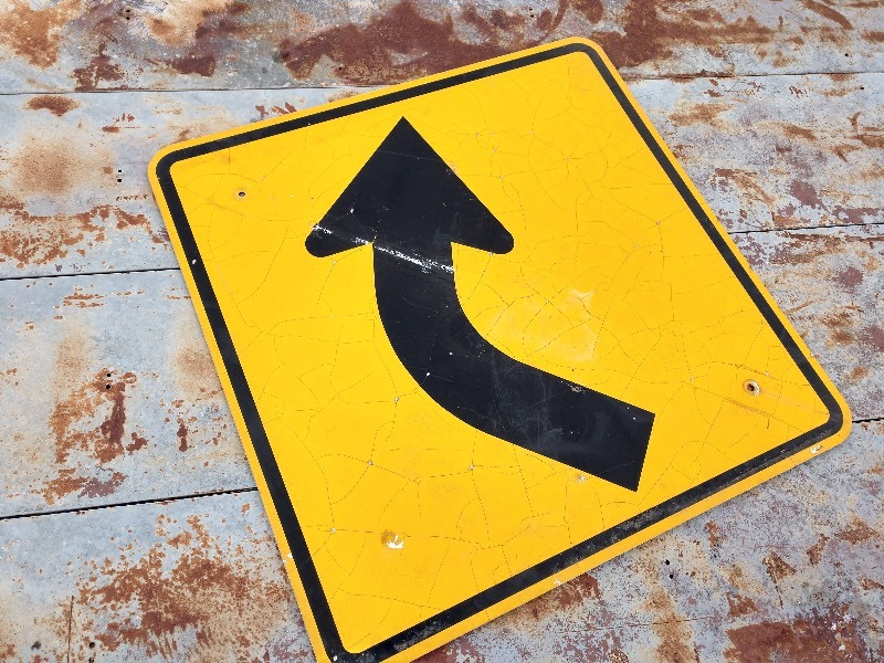 lot 5 image: Right Curve Ahead Sign