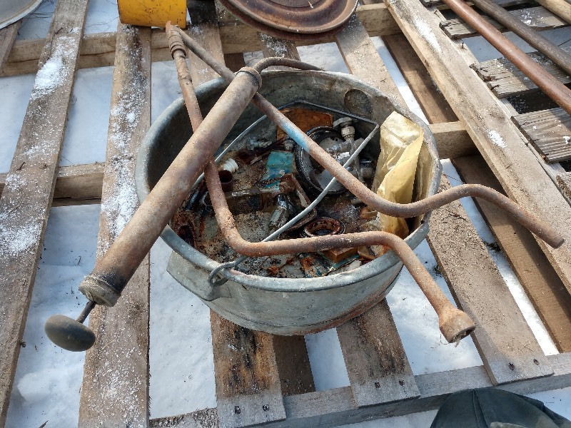 lot 33 image: Galvanized Bucket and Industrial Salvage