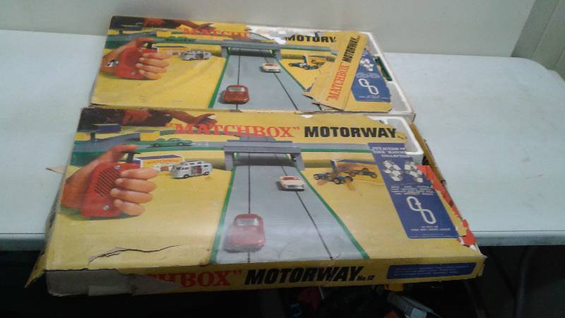 Two Vintage Matchbox Slot Car Sets, Used, Show Wear, Missing Pieces, The Boxes Are Tattered.