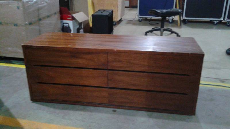 Wood Dresser Cabinet, Shows Wear, Missing Legs, Scuffs