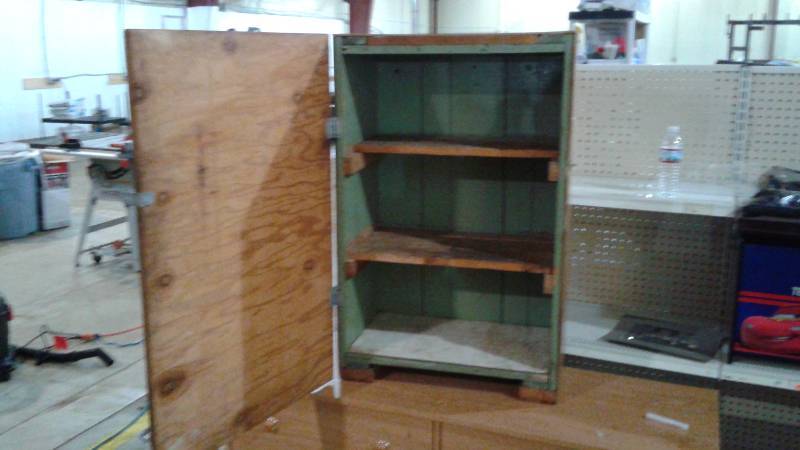 Homemade Wood Tool Cabinet, Shows Wear