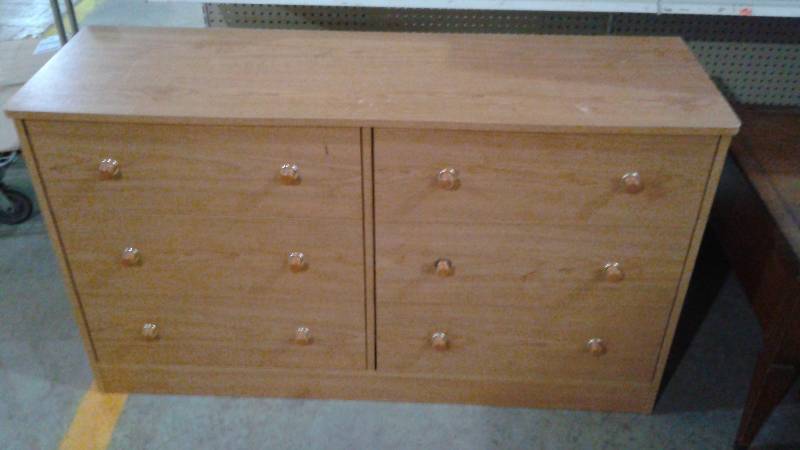Tan Bedroom Dresser, Particle Board, Used, Shows Wear