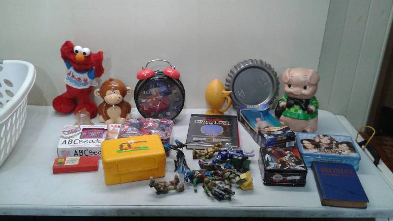 Basket Filled With Toys And Collectibles, Banks�