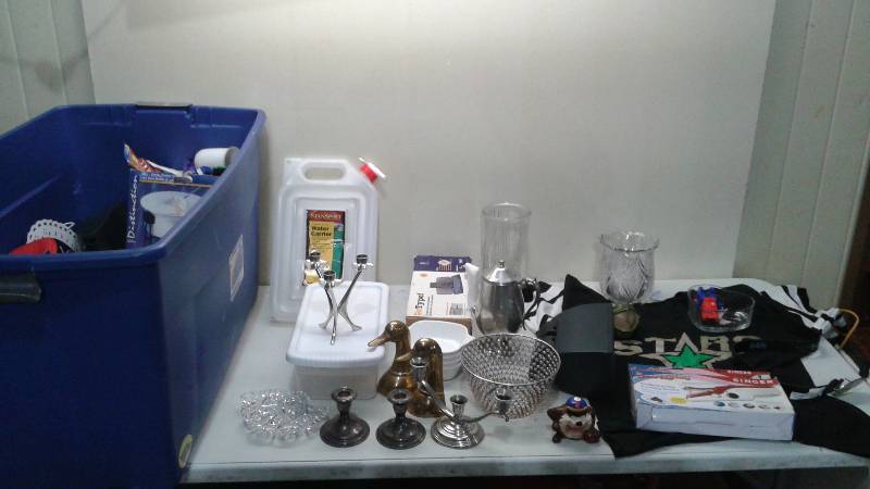 Large Bin Filled With Collectibles, Home Decor
