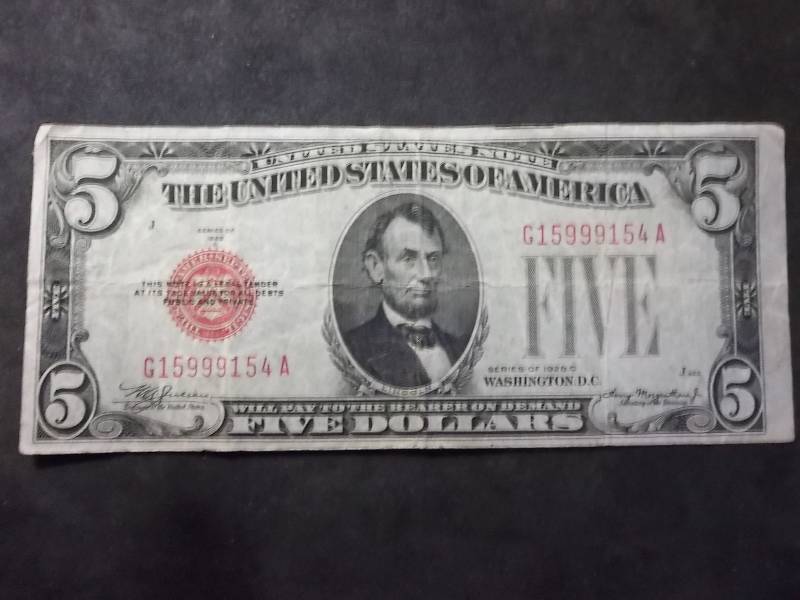 5 Dollar US Note Red Seal Series 1928
