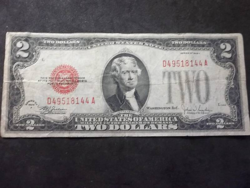 2 Dollar US Note Red Seal Series 1928F