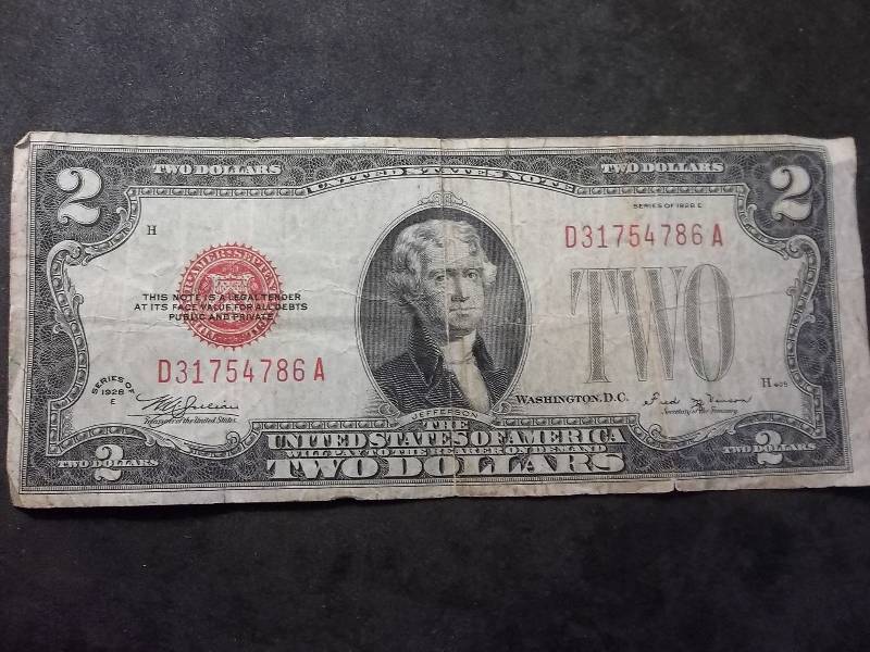 2 Dollar US Note Red Seal Series 1928E