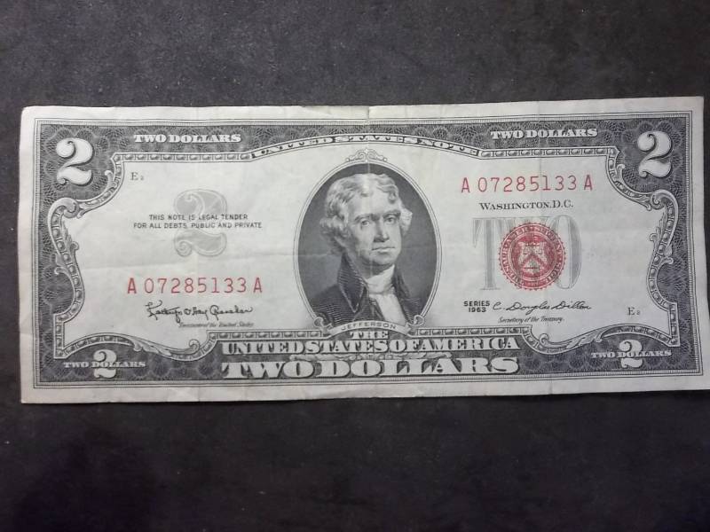 2 Dollar US Note Red Seal Series 1963