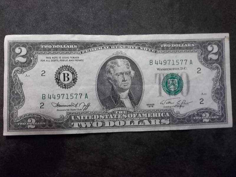2 Dollar US Note Green Seal Series 1976
