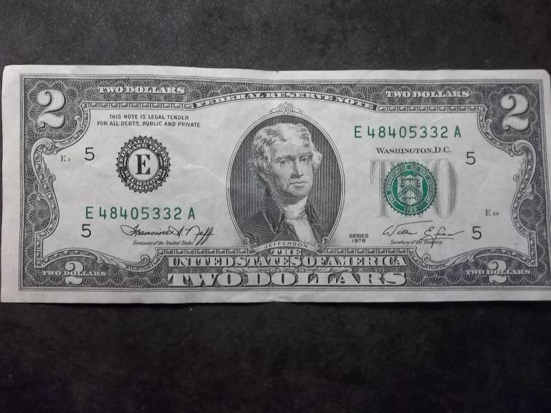 2 Dollar US Note Green Seal Series 1976