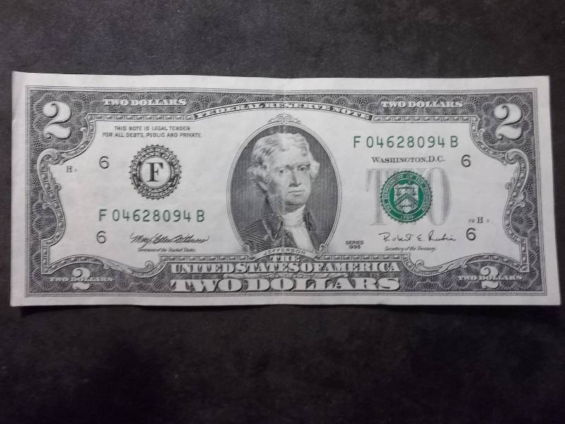 2 Dollar US Note Green Seal Series 1995