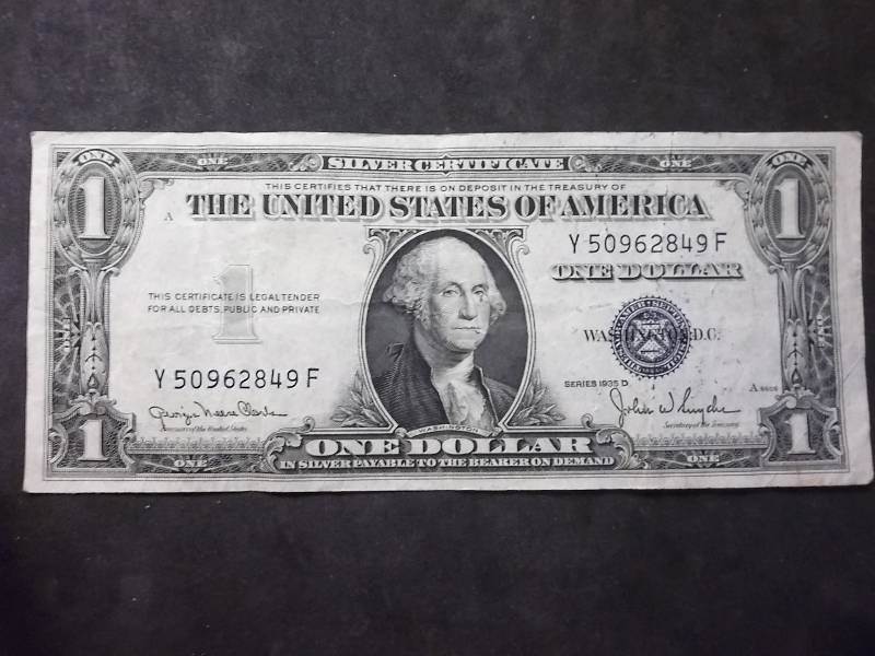 1 Dollar US Silver Certificate Series 1935D