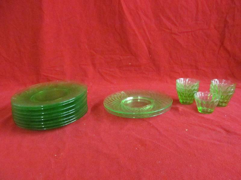 lot 81 image: Green Depression glass