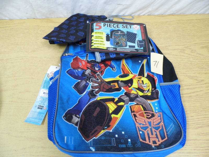 lot 71 image: Transformers Backpack Set
