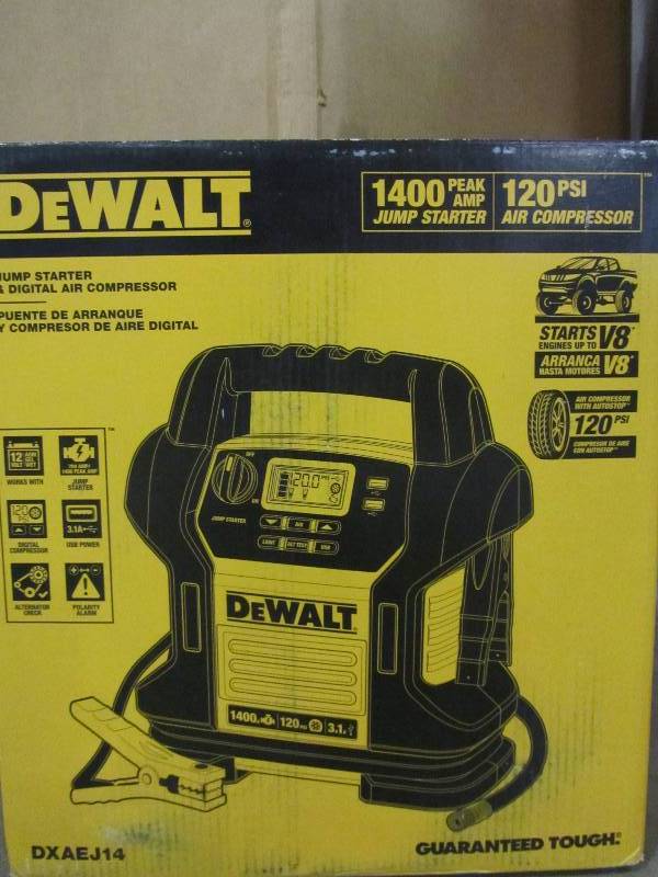 lot 9 image: DEWALT 1400 Peak Amp Jump Starter with Digital Compressor
