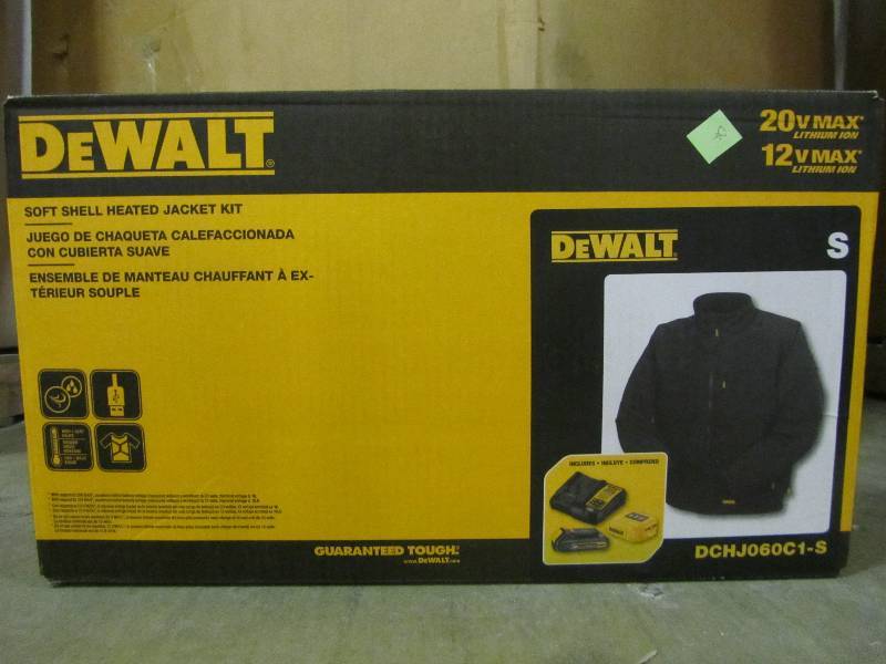 lot 10 image: DEWALT DCHJ060C1-S Unisex Small Black 20-Volt MAX Heated Work Jacket Kit with 20-Volt Lithium-Ion MAX Battery and Charger