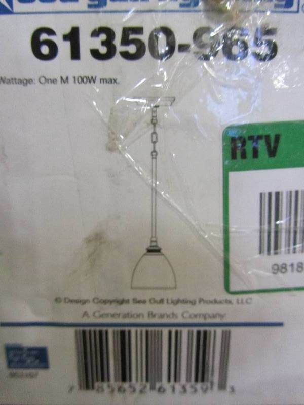 lot 30 image: Sea Gull Lighting Laurel Leaf 1-Light Antique Brushed Nickel Mini Pendant