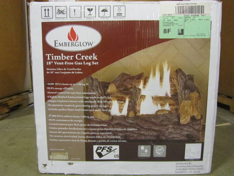 lot 42 image: Emberglow 18 in. Timber Creek Vent Free Dual Fuel Gas Log Set with Manual Control