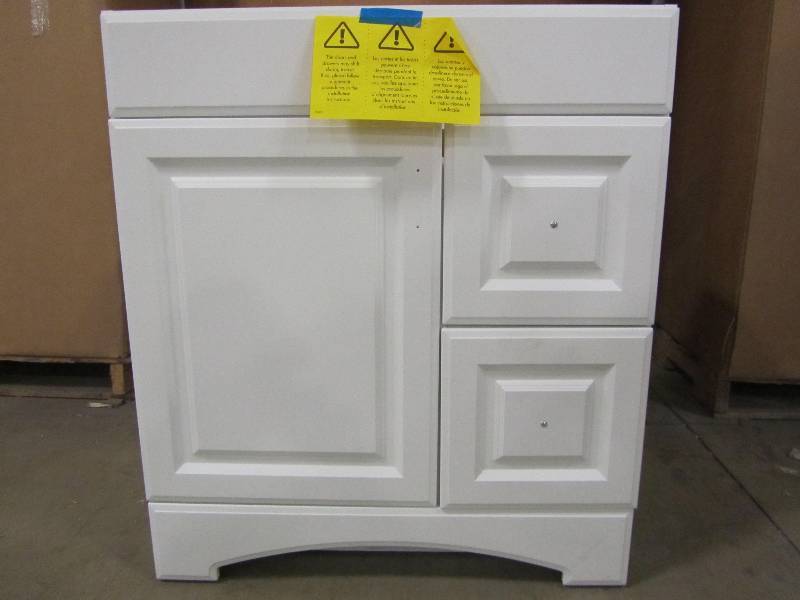 lot 46 image: Glacier Bay Hampton 30 in. W x 21 in. D x 33.5 in. H Bath Vanity Cabinet Only in White.