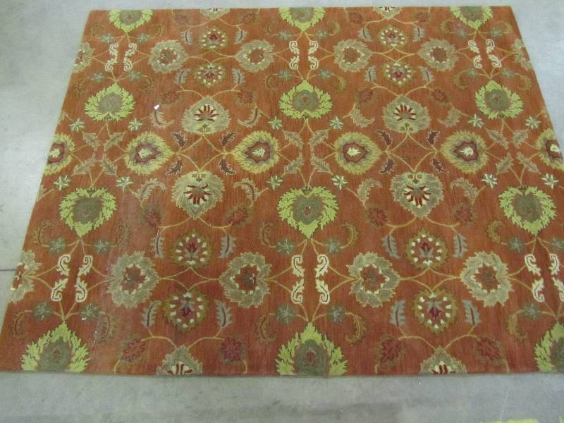lot 80 image: Rizzy Home Valintino Rust Hand Tufted Wool 8 ft. x 10 ft. Area Rug