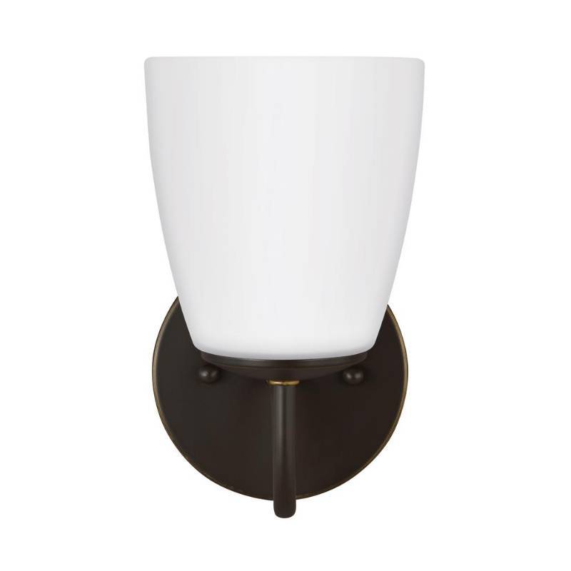 lot 28 image: Sea Gull Lighting Bannock 1-Light Heirloom Bronze Sconce with LED Bulb