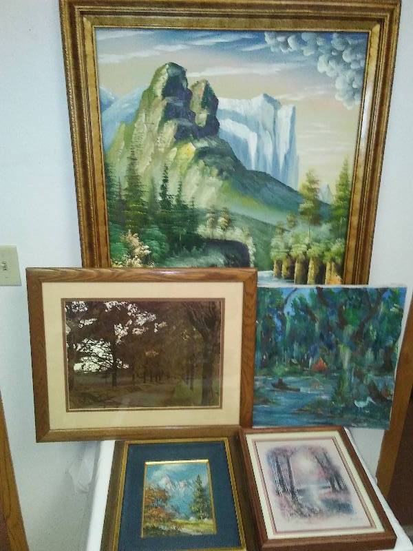 lot 12 image: Pictures (5) Andes Ordinas, and more, oil on canvas and prints
