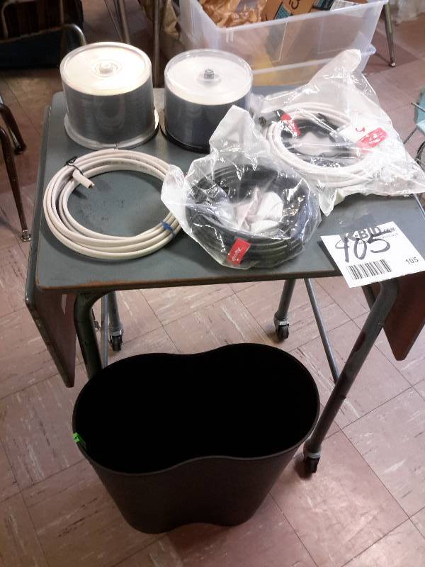Lot of DVSs, Cds, Coaxil Cable, Waste Basket