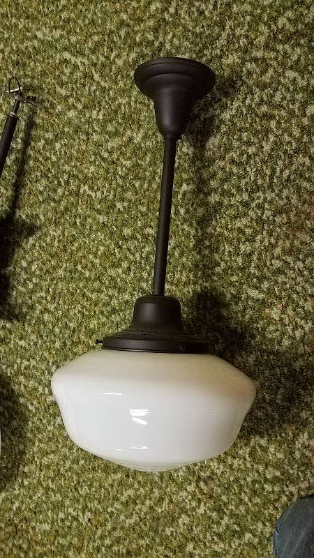 3 school Room Globe Light Fixtures and Globes.