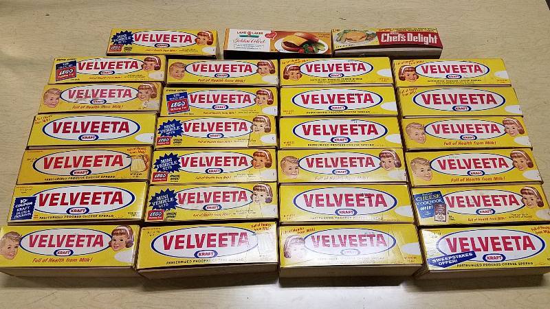 Lot of old Velveeta Boxes