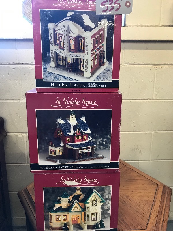 3 CHRISTMAS VILLAGE DECORATIONS