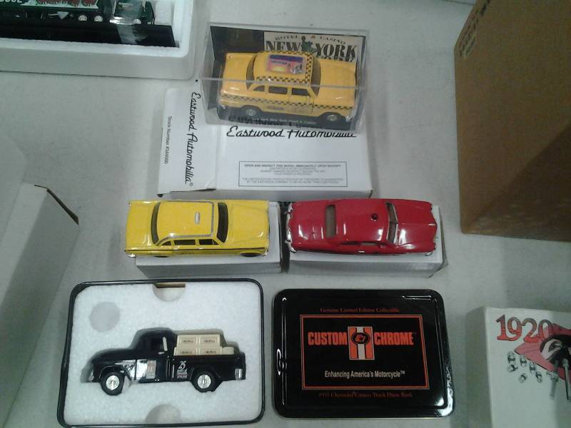 Custom Chrome 1955 Chevy, Set Of 2 Cars-Fire Chief & Taxi, 1-New York Taxi